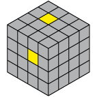 Centre jaune 4x4x4 ligne 1 cas 1